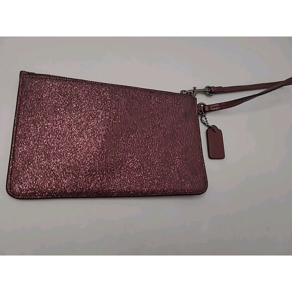 Coach Metallic Cherry Glitter Small Wristlet F64585 Wallet Horses Logo Clutch - Picture 4 of 10